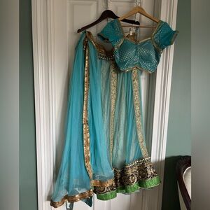 Elegant Blue and Gold Lehenga Choli